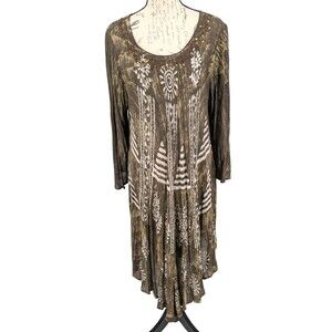 Indian Boutique Dress One Size Midi Olive White Semi Sheer A Line Festival Nice